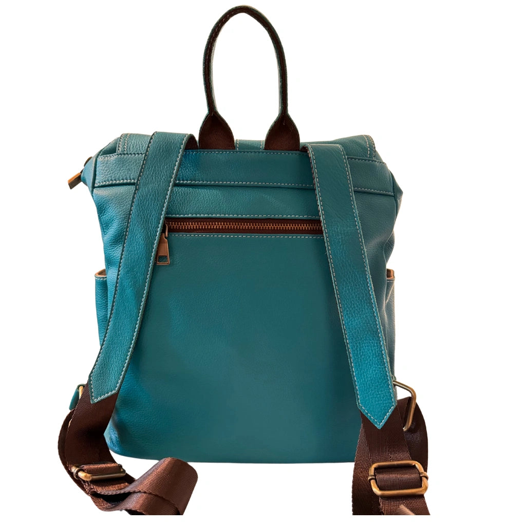 Turquoise leather backpack hotsell