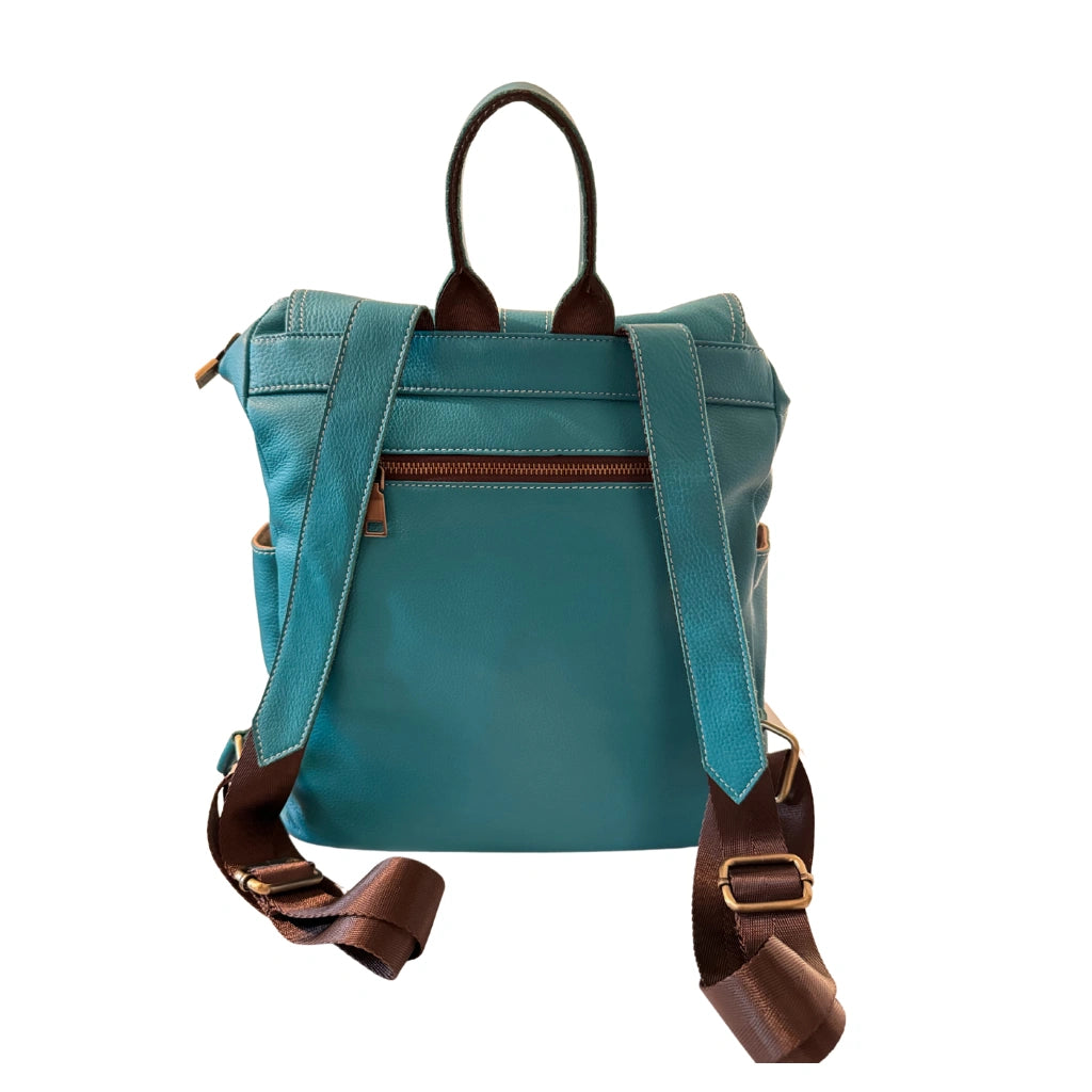 Hokaia turquoise backpack backside