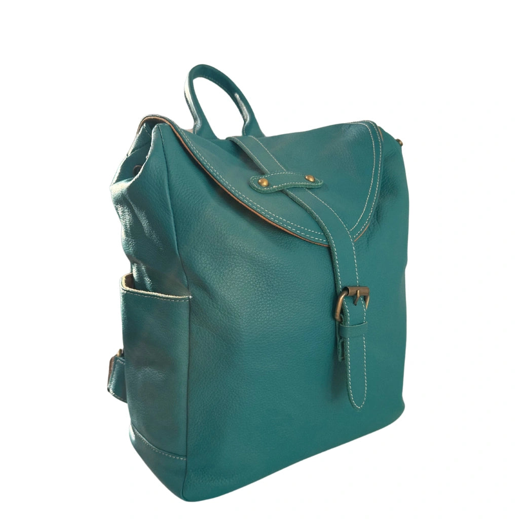 light blue leather bag side