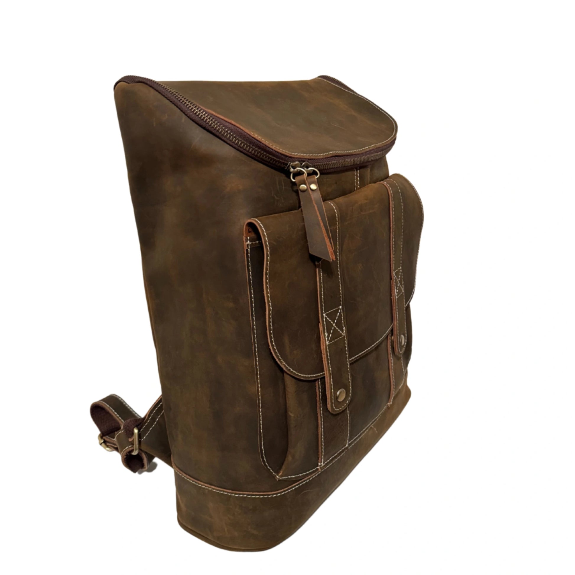 cognac leather backpack