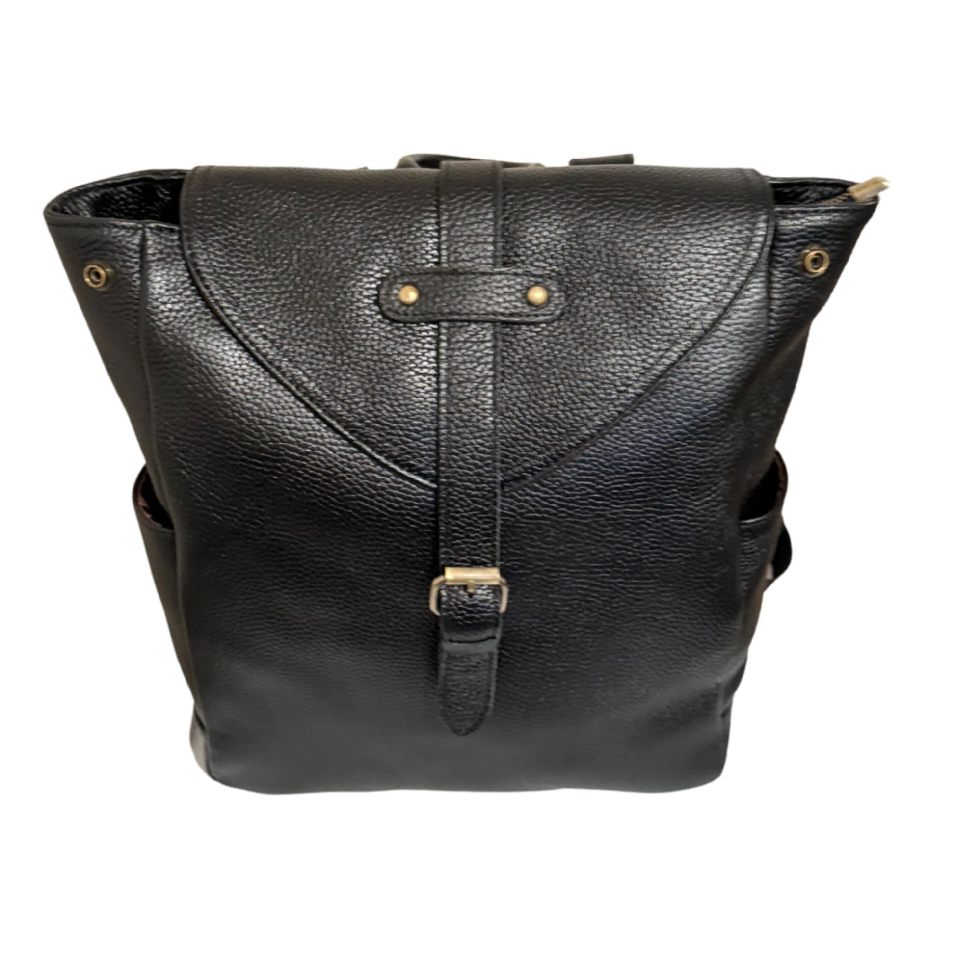 Hokaia Black Leather Backpack