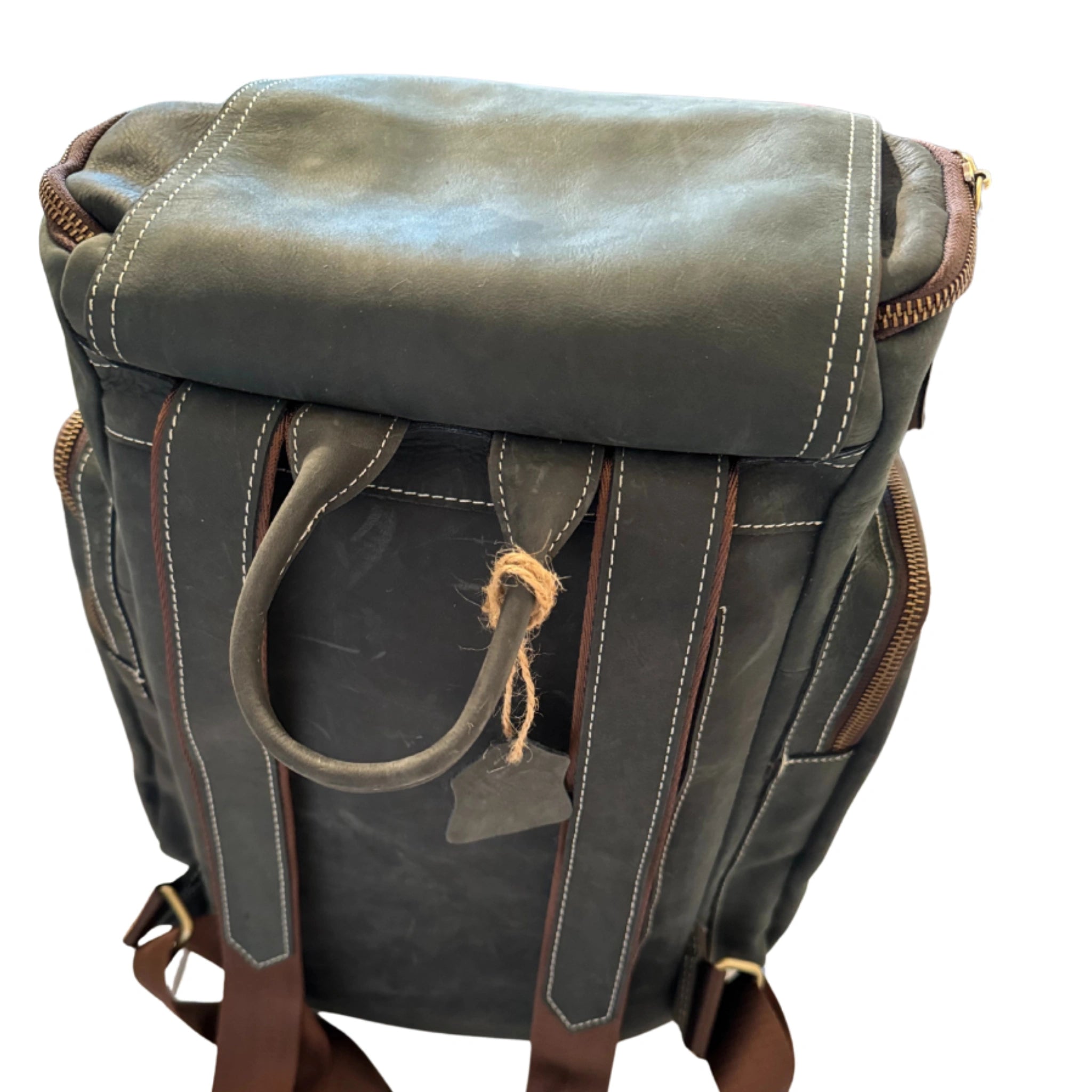 leather backpack back detail