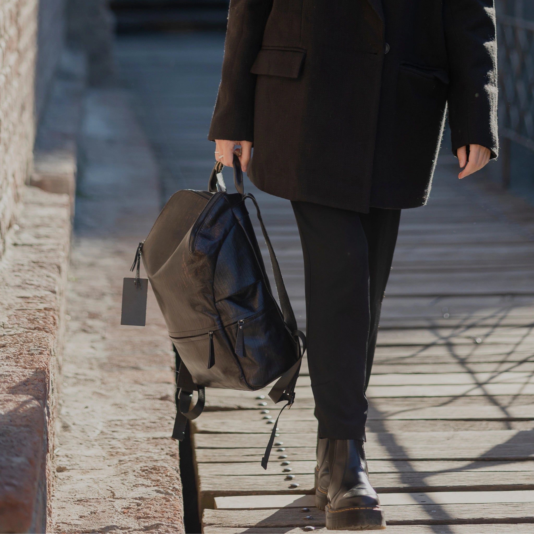 backpack and model