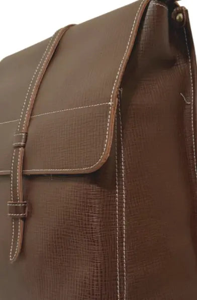 laptop backpack leather details