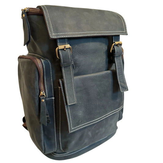 Hokaia Teal Leather Backpack