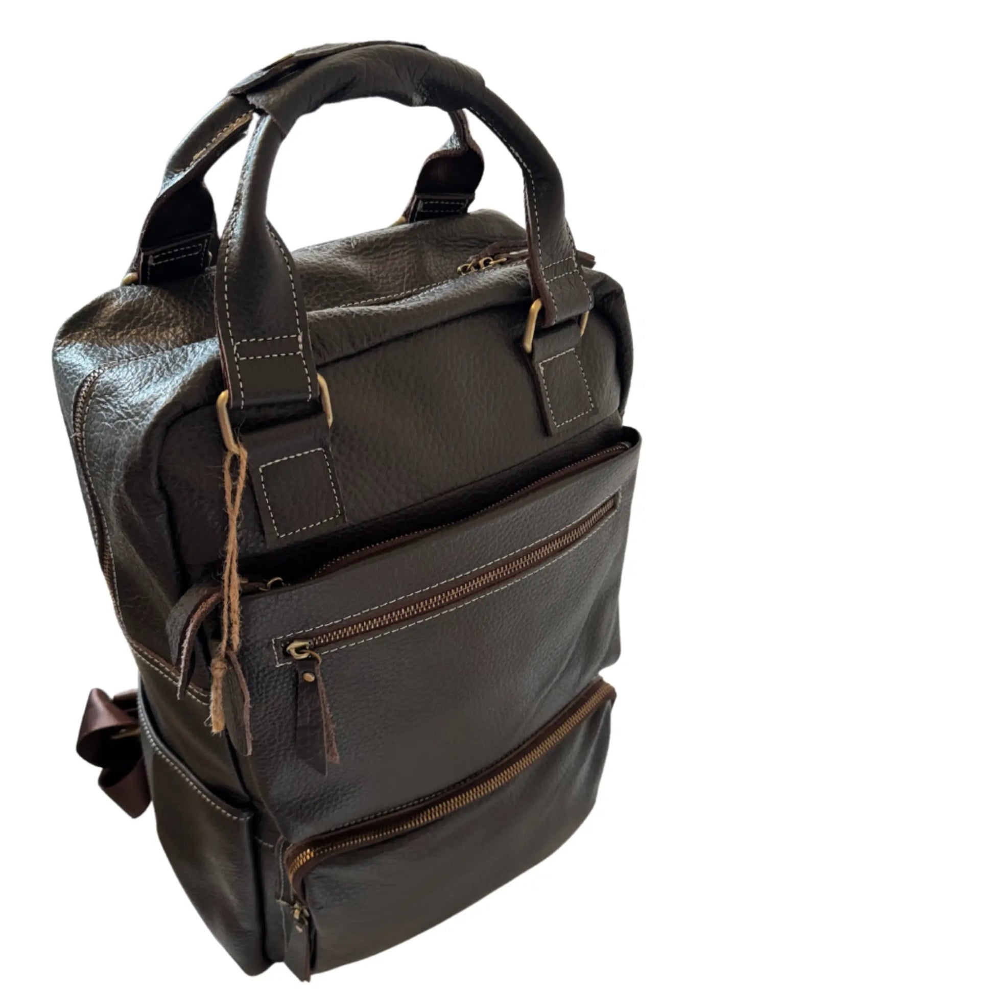 Hokaia Black Backpack Leather Dual Belt Design