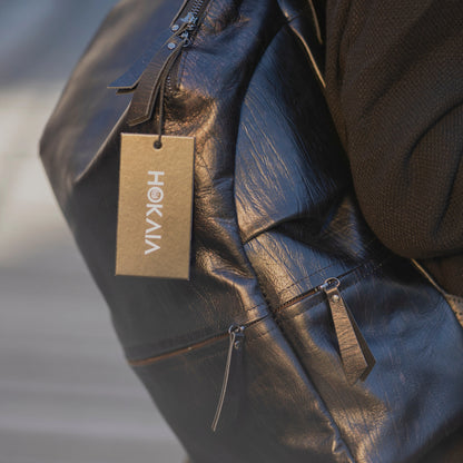 Hokaia Tag on Leather Backpack