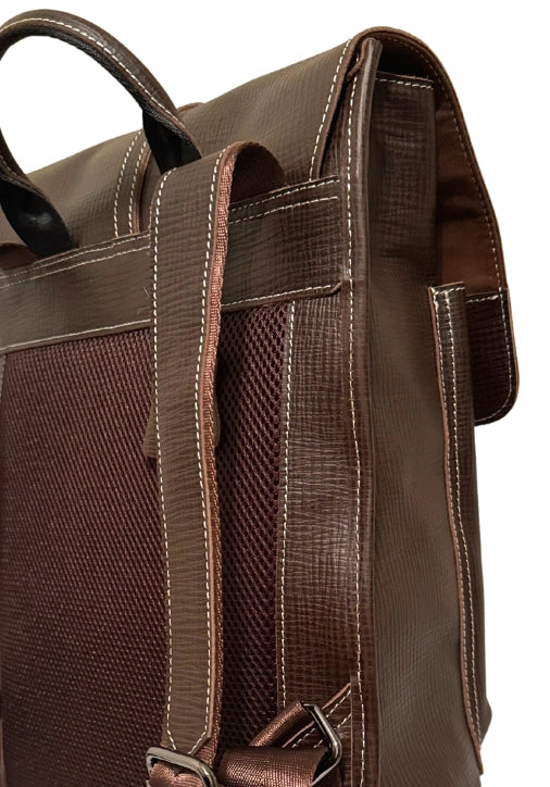 brown leather backpack mens back details