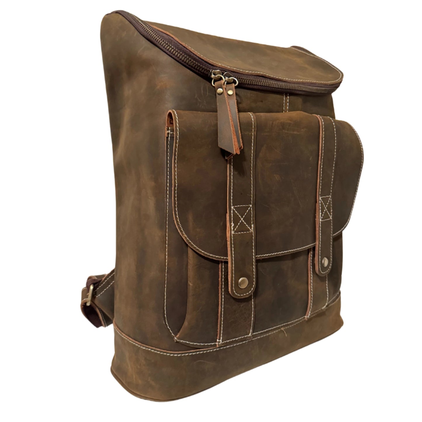 brown cognac leather backpack Hokaia Cognac Brown Leather Bag: Chic & Functional