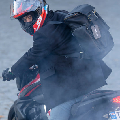 Cool Hokaia backpacker on a bike