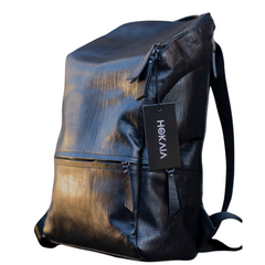 Hokaia Patent Leather Black & Maroon Backpack: Distressed Vintage