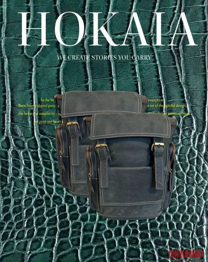 Hokaia Teal Leather Backpack - Luxury & Functionality