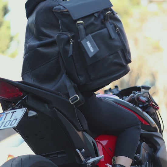 modeling backpack on a bike